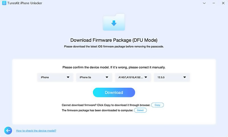 Confirm your device information and click Download
