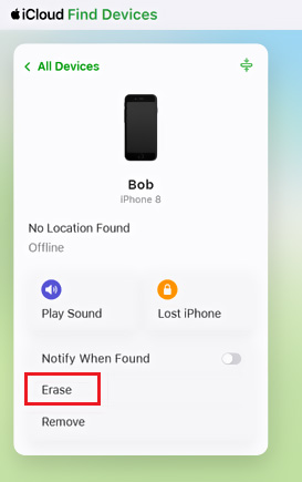 Remotely Erase iPhone via iCloud