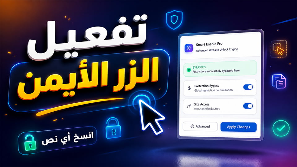 تفعيل الزر الأيمن ونسخ النص من المواقع
