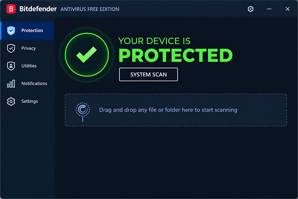 صورة لواجهة برنامج Bitdefender Antivirus Free